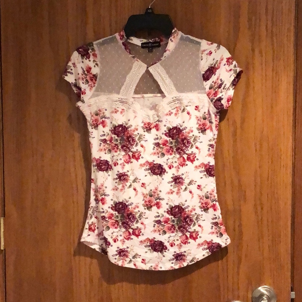 Floral sweetheart neck top